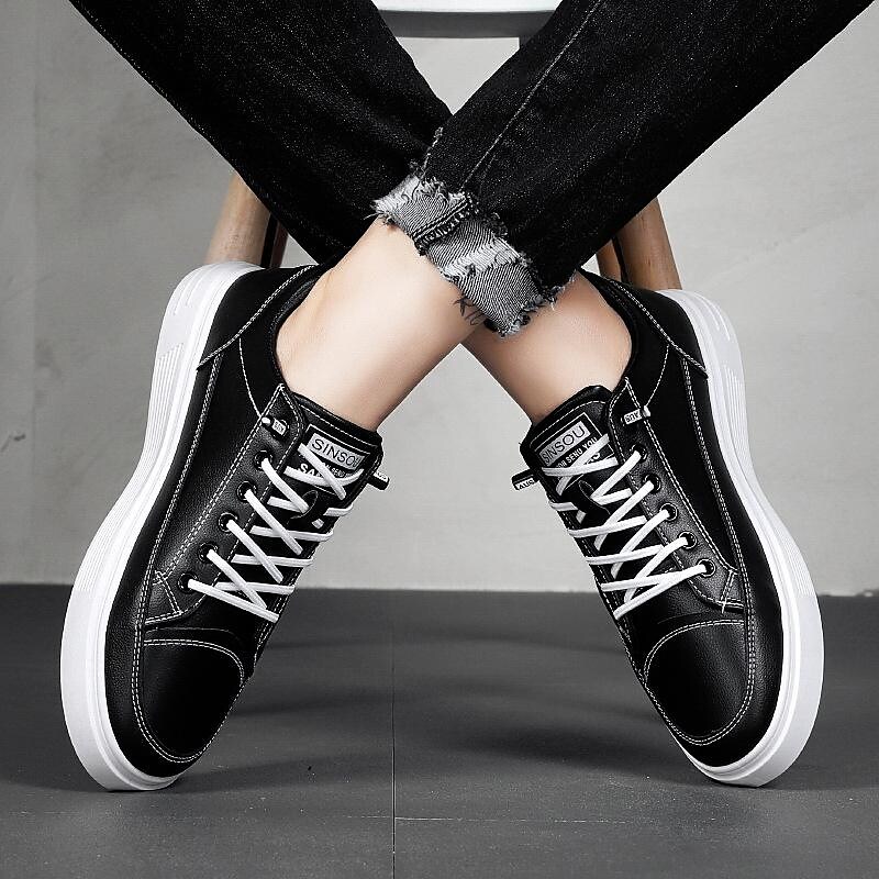 shoes men's 2022 spring new trend all-match small white shoes men's korean version breathable leather casual sneakers wholesale