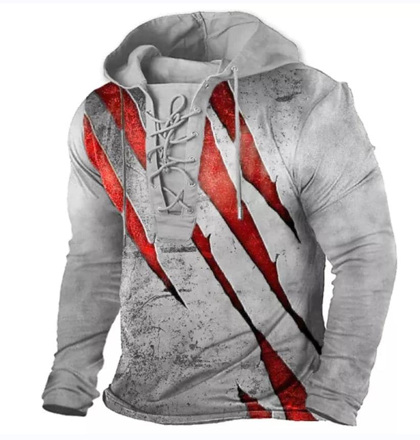 Men's Casual Sports 3D Print Hooded Long Sleeve Sweatshirts
