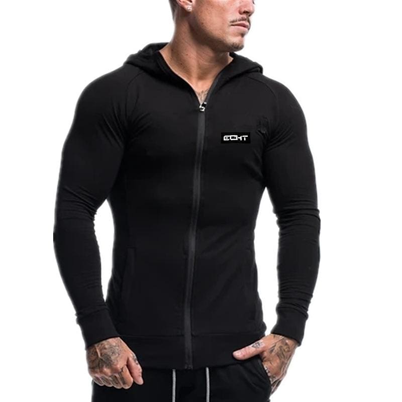 Men's Muscular Men Fitness Training Casual Running Loose Hooded Cardigan Jacket
