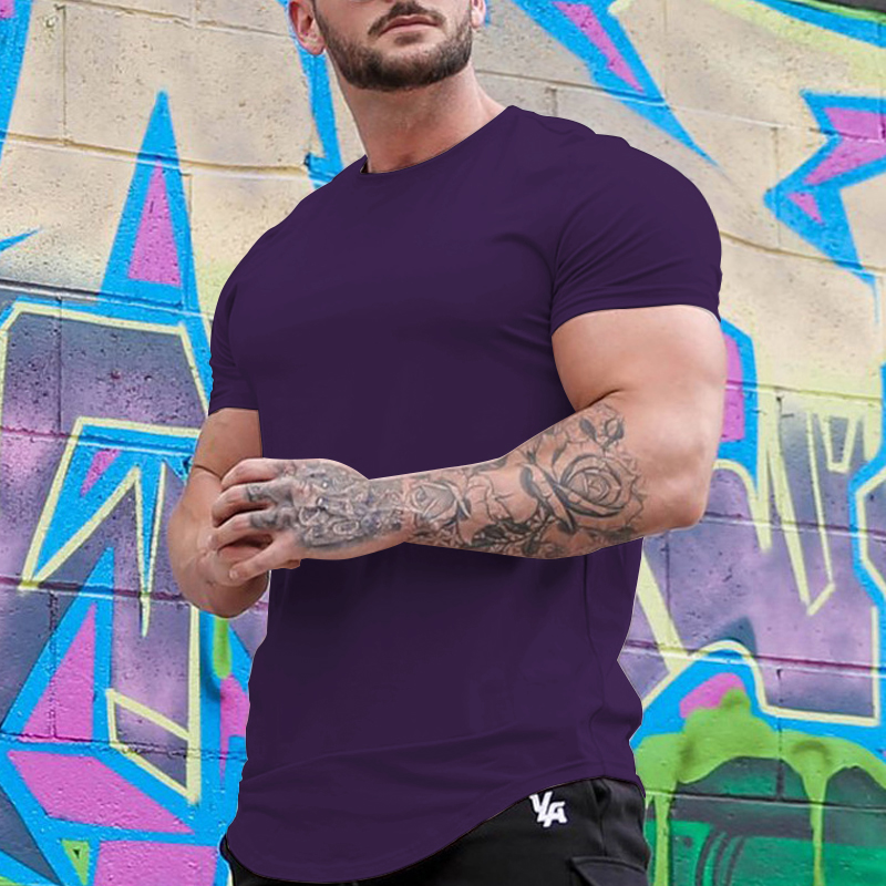 Men's T shirt Muscle Plain Crew Neck Athleisure Vacation Short Sleeve Top