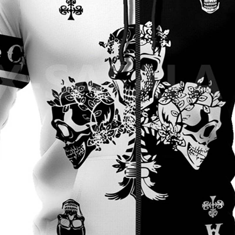 Men's Casual Skull 3D Print Full Zip Hooded Long Sleeve Sweatshirt