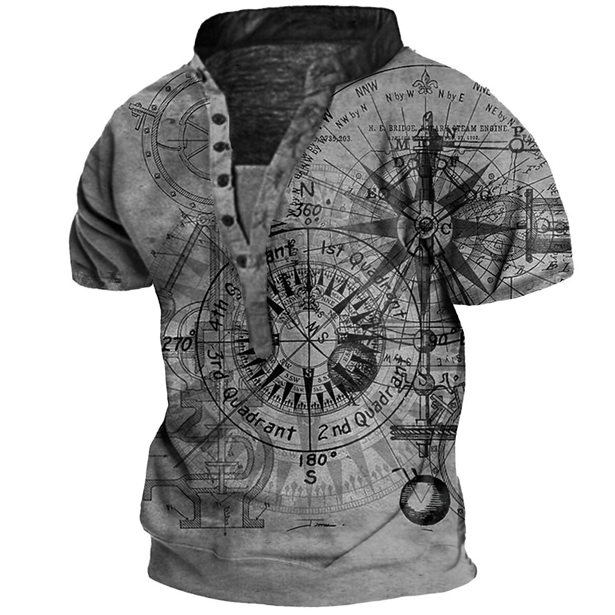 Men's Henley Shirt Tee T shirt Tee 3D Print Graphic Patterned Machine Henley Casual Daily Button-Down Print Short Sleeve Tops