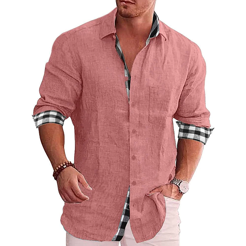 men's summer solid color short-sleeved shirt
