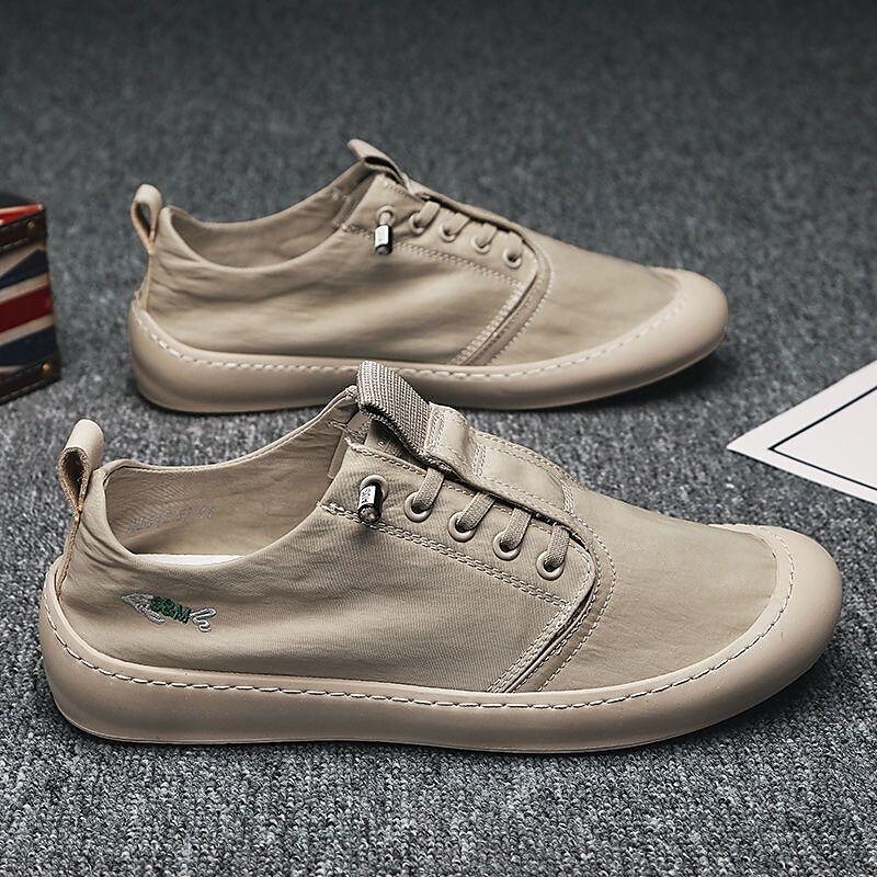 2021 spring new korean version of the casual fashion trend ice silk cloth shoes a pedal breathable and comfortable lazy men's shoes