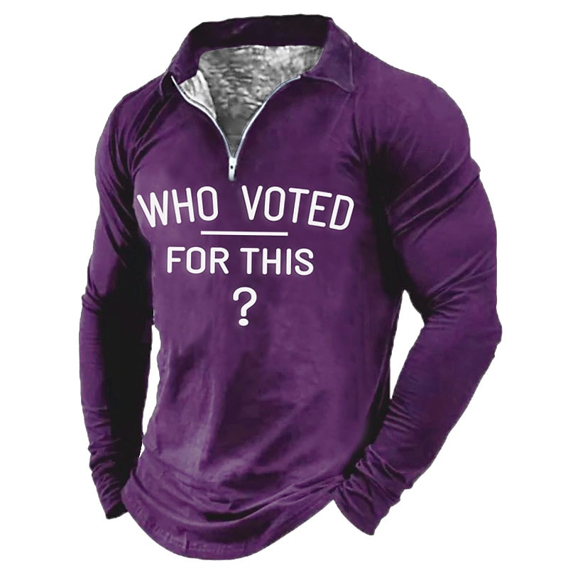 Men's Casual Solid Letter Print Lapel Long Sleeve Zipper Sweatshirt