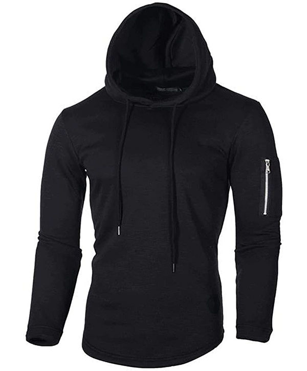 Men's Casual Hooded Solid Color Long Sleeve Slim Zipper Sweatshirts