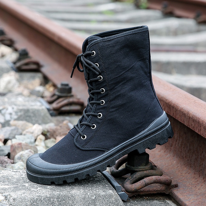 perennial supply men's high-top hiking shoes korean version of the trend of canvas shoes casual shoes tongue siamese martin men's shoes