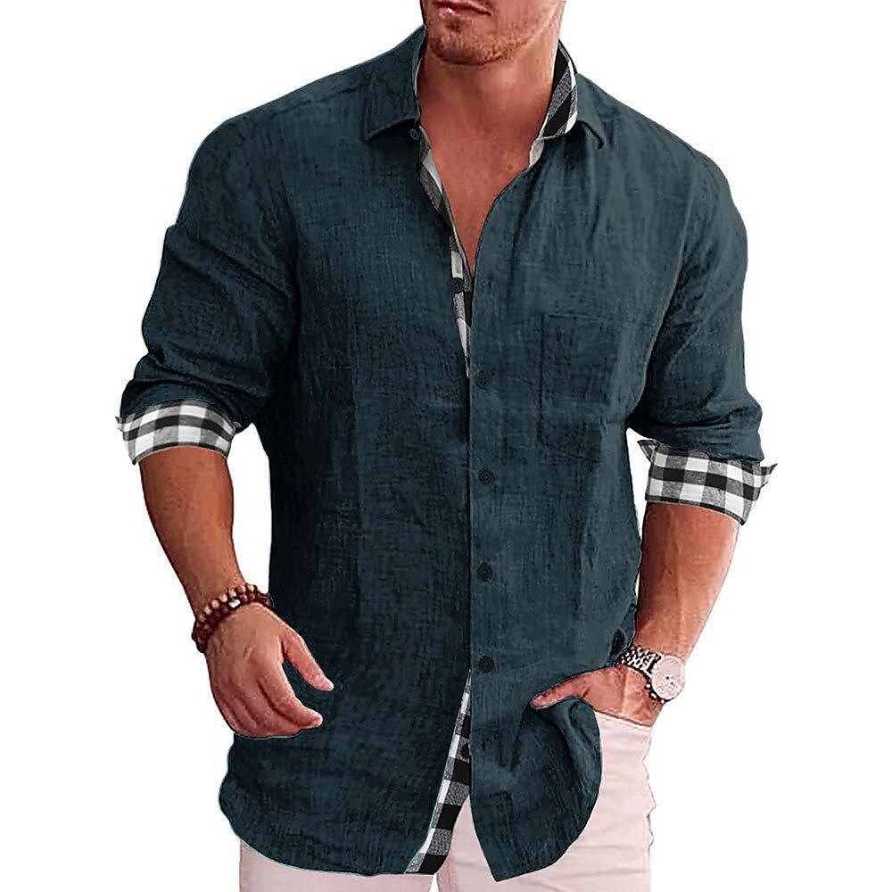 men's summer solid color short-sleeved shirt