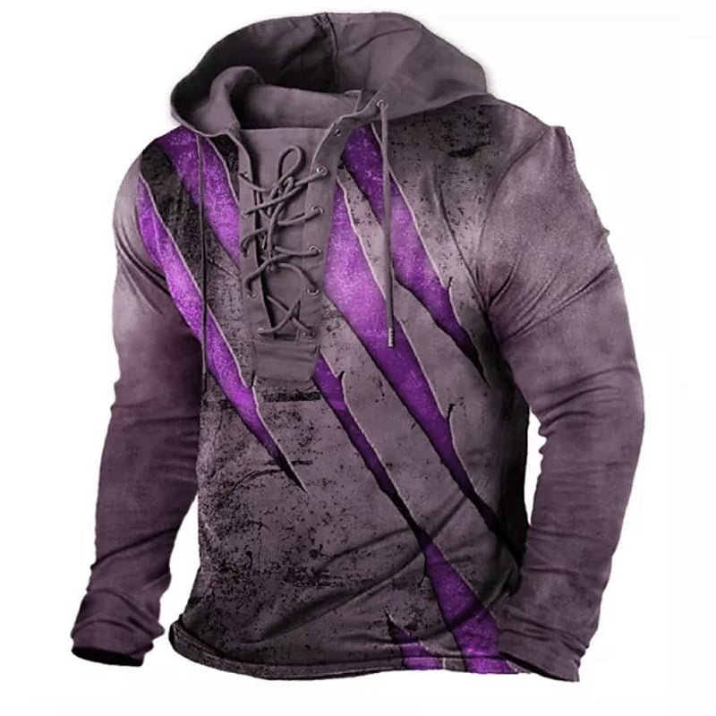 Men's Casual Sports 3D Print Hooded Long Sleeve Sweatshirts