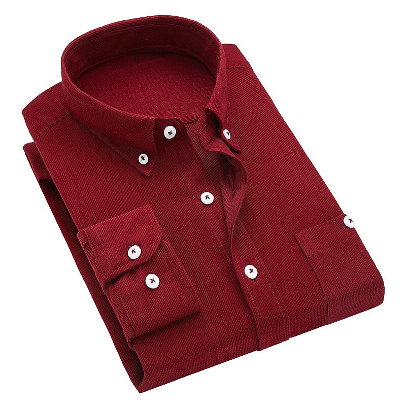 Men's Casual Lapel Solid Color Long Sleeve Button-Down Simple Shirt