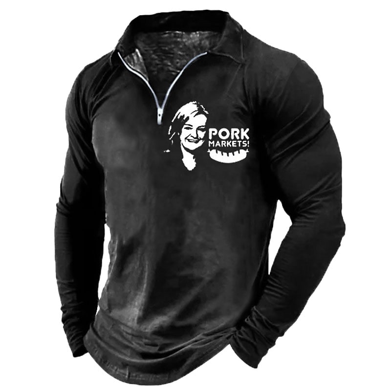 Men's Casual Letter Print Turndown Long Sleeve Zipper Sweatshirt