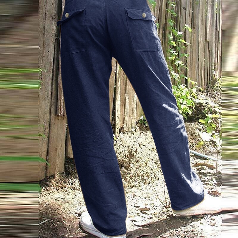 mens casual trousers lightweight Drawstring waist pants Straight breathable yoga gym summer pants beach pants dark khaki