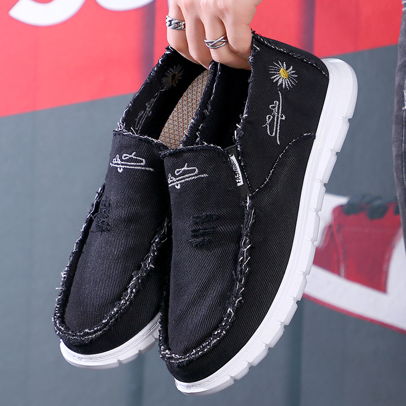 summer new fashion men's shoes canvas shoes breathable work old beijing cloth shoes men's slip-on lazy casual shoes