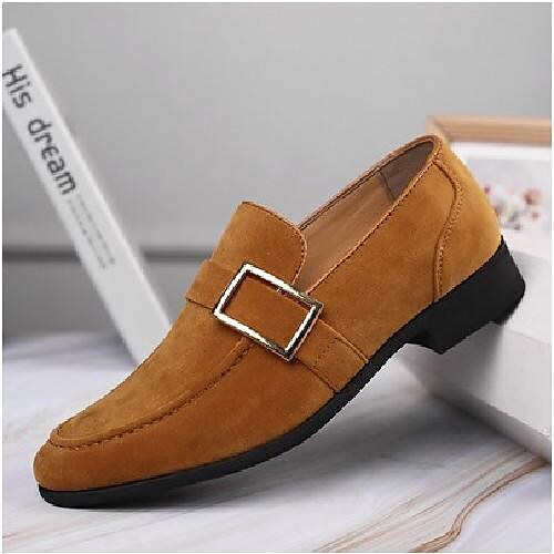 men's belt buckle beanie shoes suede tide shoes leather shoes british pointed youth breathable korean version of the tide hair stylist men's shoes