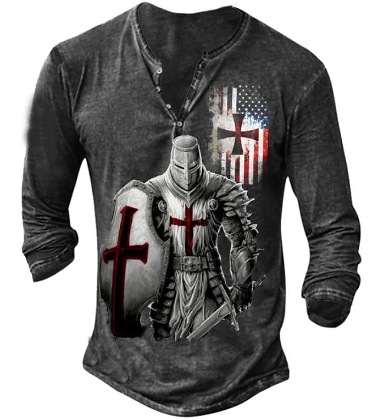 Men's Henley Long Sleeve Outdoor Daily Button-Down Print Tops