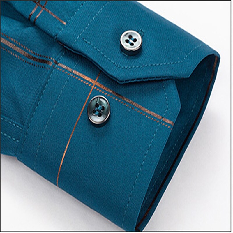 Men's Casual Office Print Lapel Long Sleeve Square Neck Button Shirt