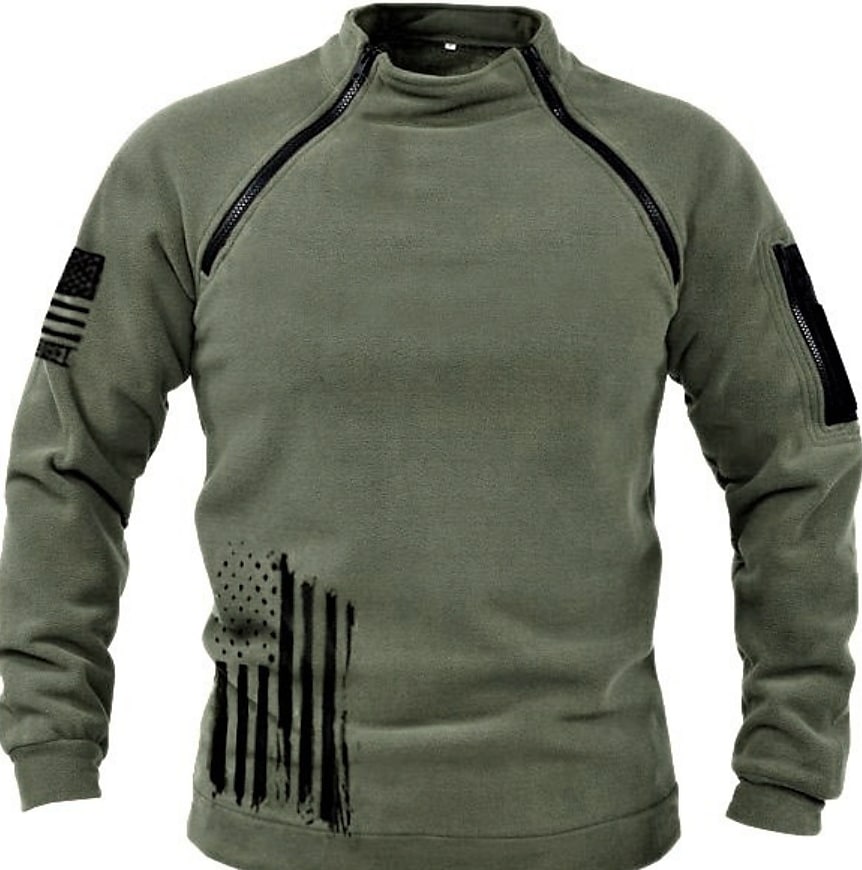 Men's Casual Daily Long Sleeve High Collar Zipper Sweatshirt 
