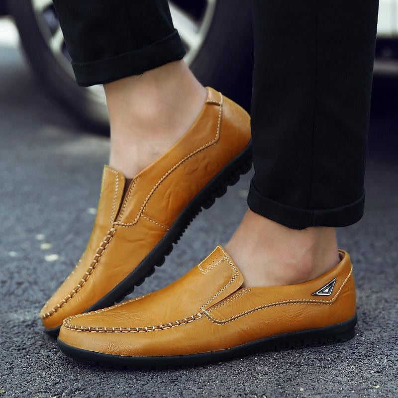 men's leather soft sole casual shoes