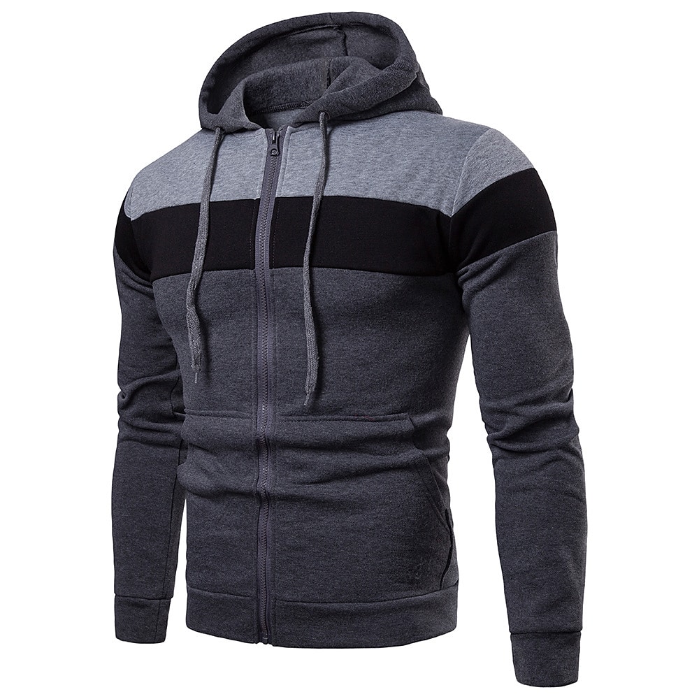 Men's Sweatshirt Solid Color Color Block Plus Size Hooded Casual Daily Tops Casual Cool
