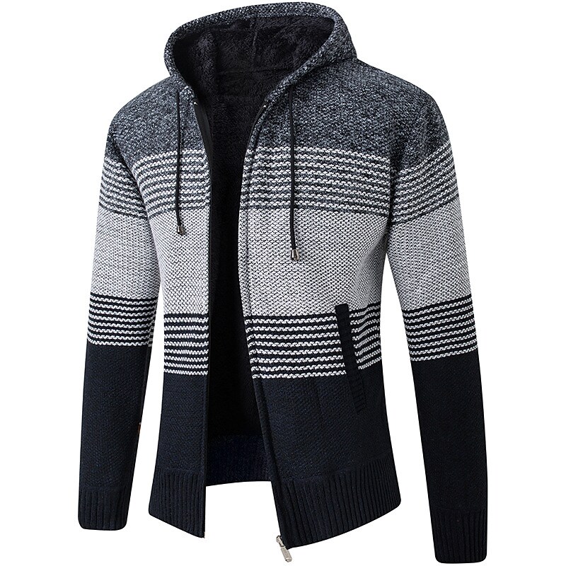 Men's Knitted Hooded Warm Long Sleeve Long Sleeve Cardigan Sweater