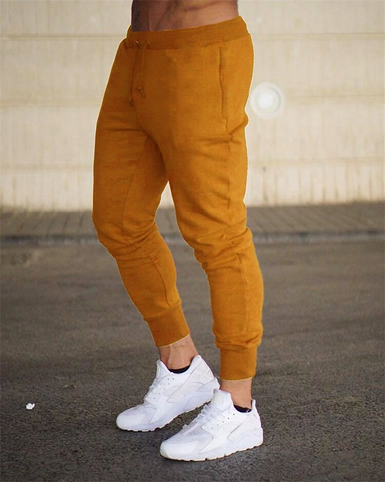 Men's Solid Color Pocket Drawstring Breathable Joggers Sweatpants