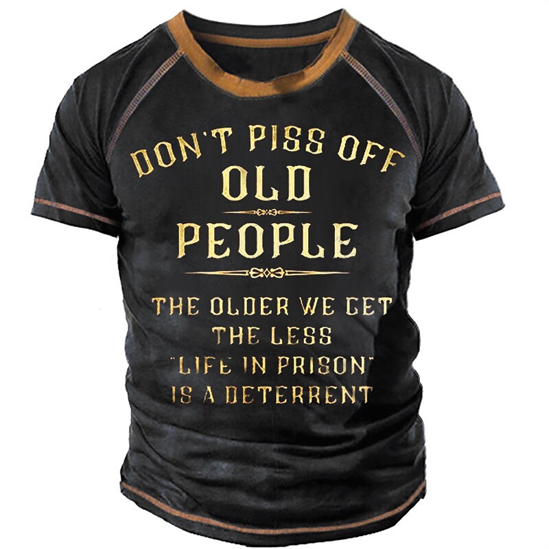 Men's Graphic Patterned Letter Crew Neck Street Casual Tops Basic 