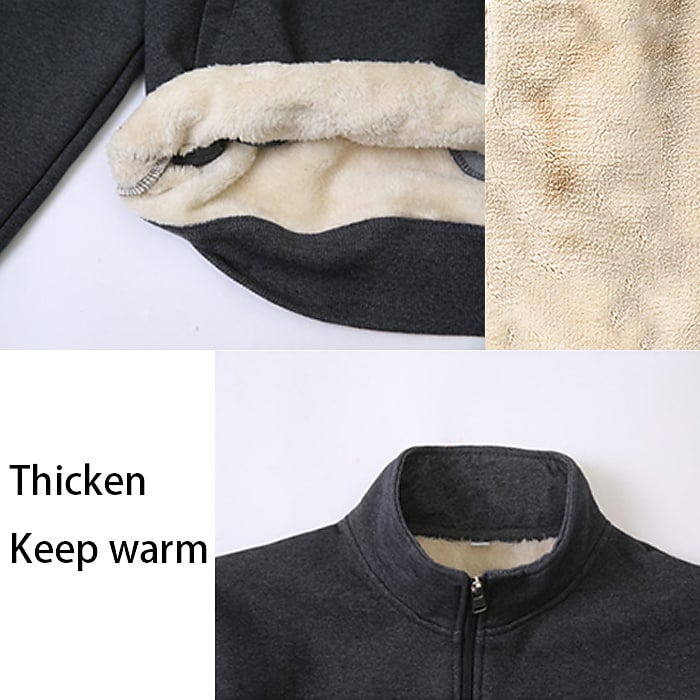 Men's Fleece Lamb Cashmere Pocket Open Chest Sports Sweater Jacket