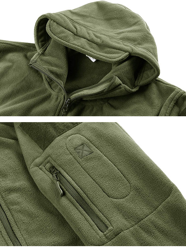 Men's Solid Color Zipper Outdoor Hooded Long Sleeve Pocket Jacket