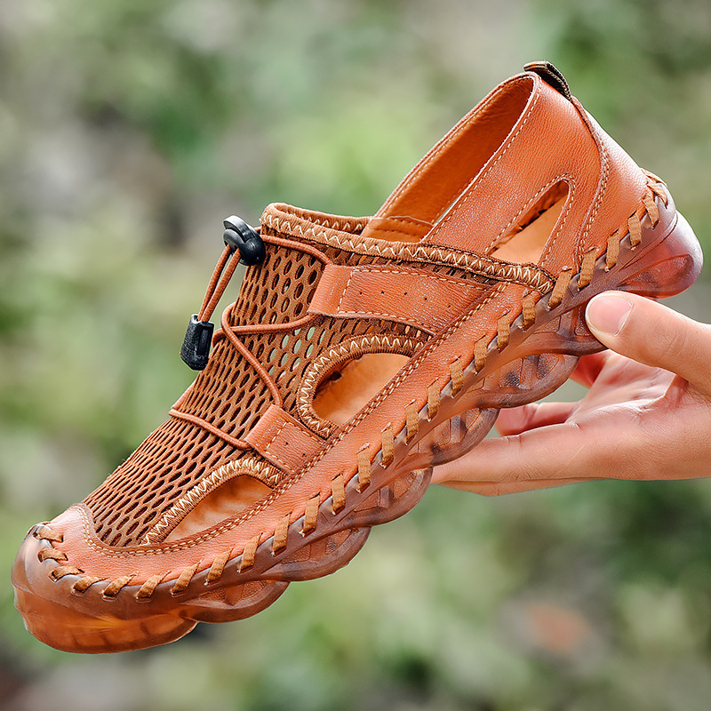 origin direct supply summer men's shoes sandals baotou half slippers men's casual lazy hollow hole outside wear personality summer