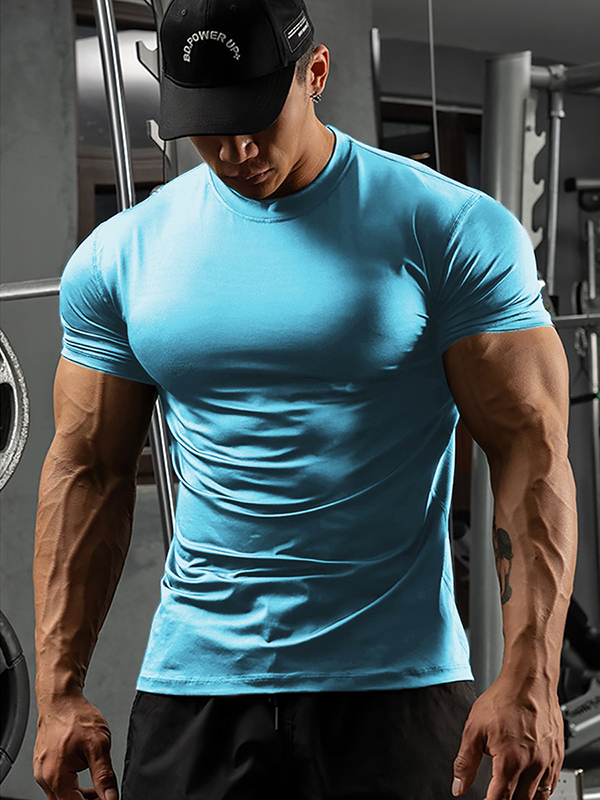Men's Short Sleeve Base Layer Athletic Breathable Quick Dry Top