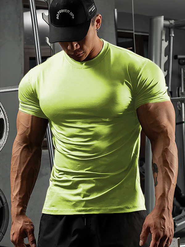 Men's Short Sleeve Base Layer Athletic Breathable Quick Dry Top