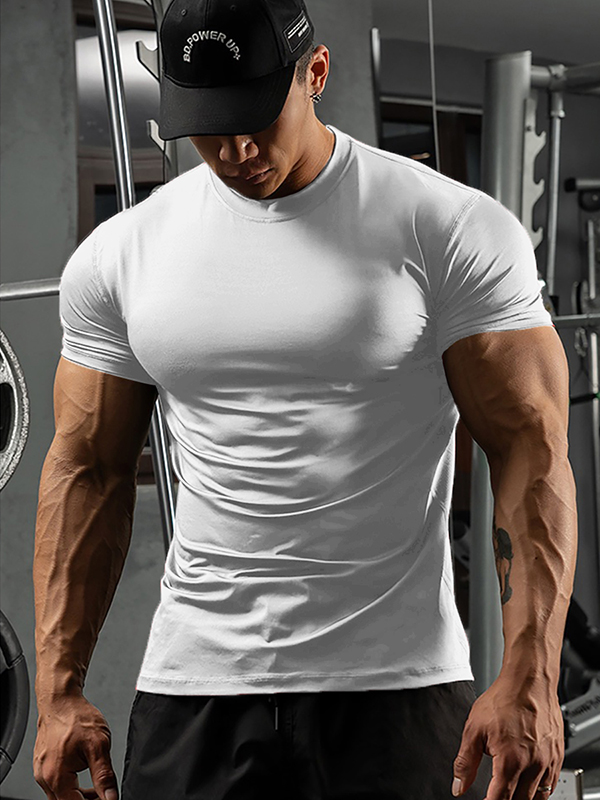 Men's Short Sleeve Base Layer Athletic Breathable Quick Dry Top