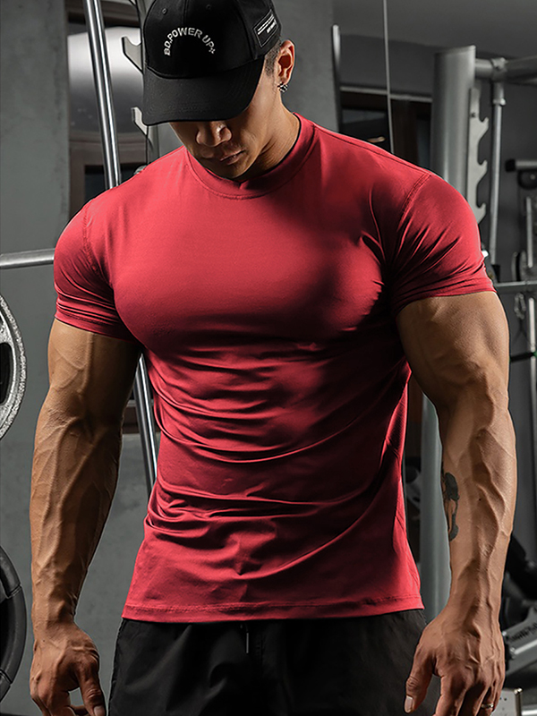 Men's Short Sleeve Base Layer Athletic Breathable Quick Dry Top