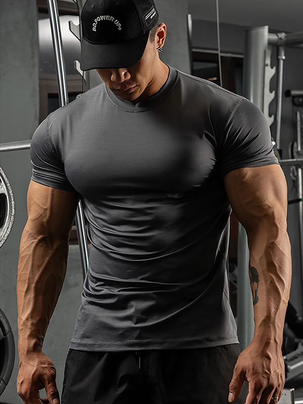 Men's Short Sleeve Base Layer Athletic Breathable Quick Dry Top