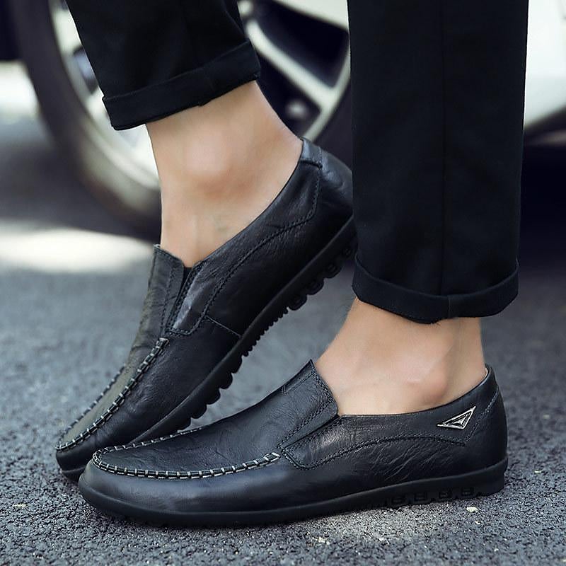 2022 summer new men's casual leather shoes soft bottom beanie shoes men's leather men's shoes leather men's shoes wholesale