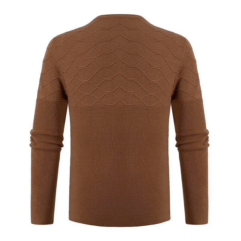 Men's Pure Color Long Sleeve Knitted Solid Color Crew Neck Shirt