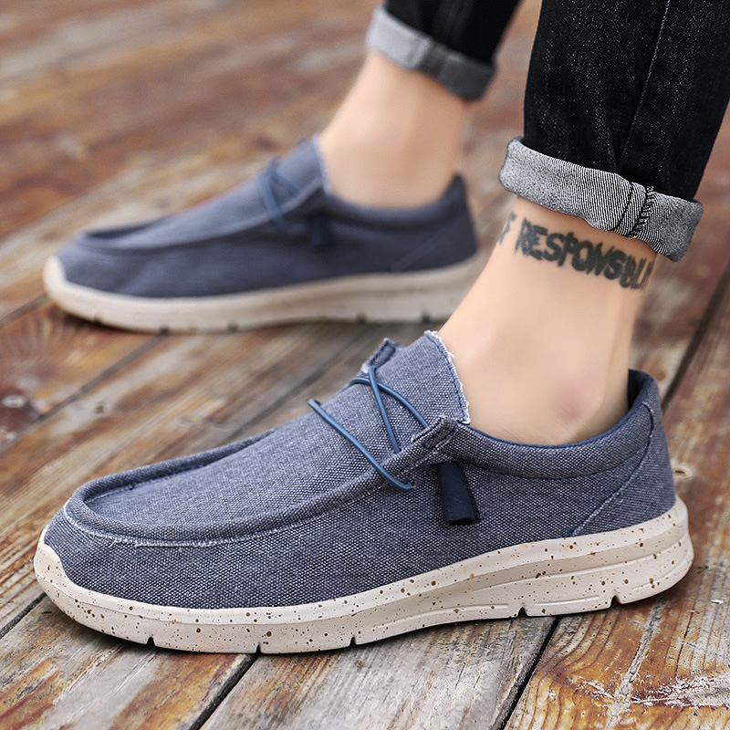 2020 spring new breathable summer trend british canvas shoes cross-border large size 48 casual breathable lazy men's shoes