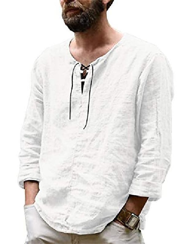 Men's 100% Cotton Solid Color Outdoor Long Sleeve Tops 