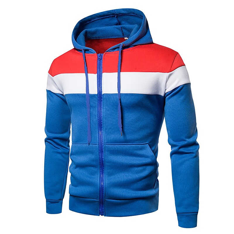 Men's Sweatshirt Solid Color Color Block Plus Size Hooded Casual Daily Tops Casual Cool
