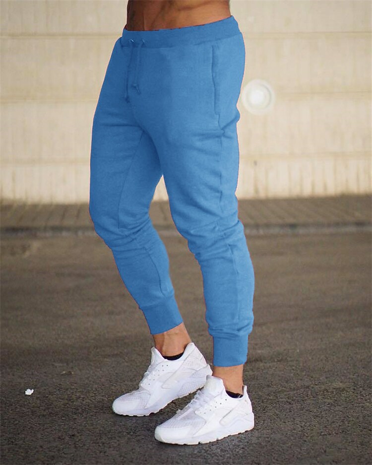 Men's Solid Color Pocket Drawstring Breathable Joggers Sweatpants
