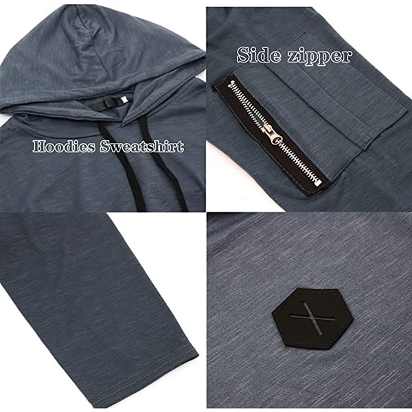 Men's Casual Hooded Solid Color Long Sleeve Slim Zipper Sweatshirts