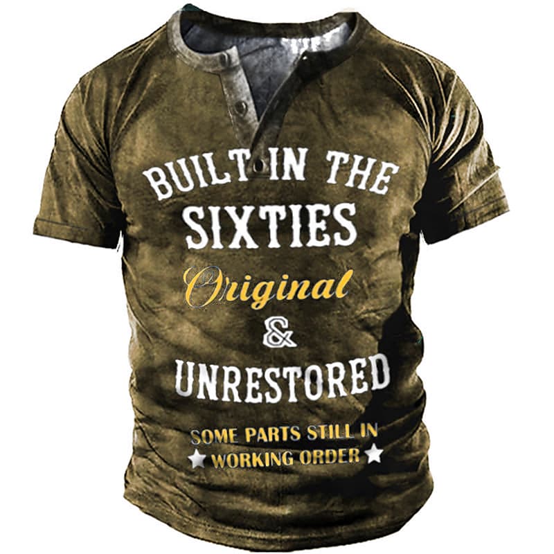 Men's Henley Shirt Tee T shirt Tee 3D Print Graphic Patterned Letter Plus Size Henley Daily Sports Button-Down Print Short Sleeve Tops