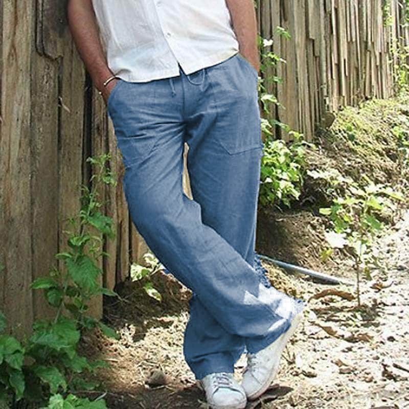 mens casual trousers lightweight Drawstring waist pants Straight breathable yoga gym summer pants beach pants dark khaki