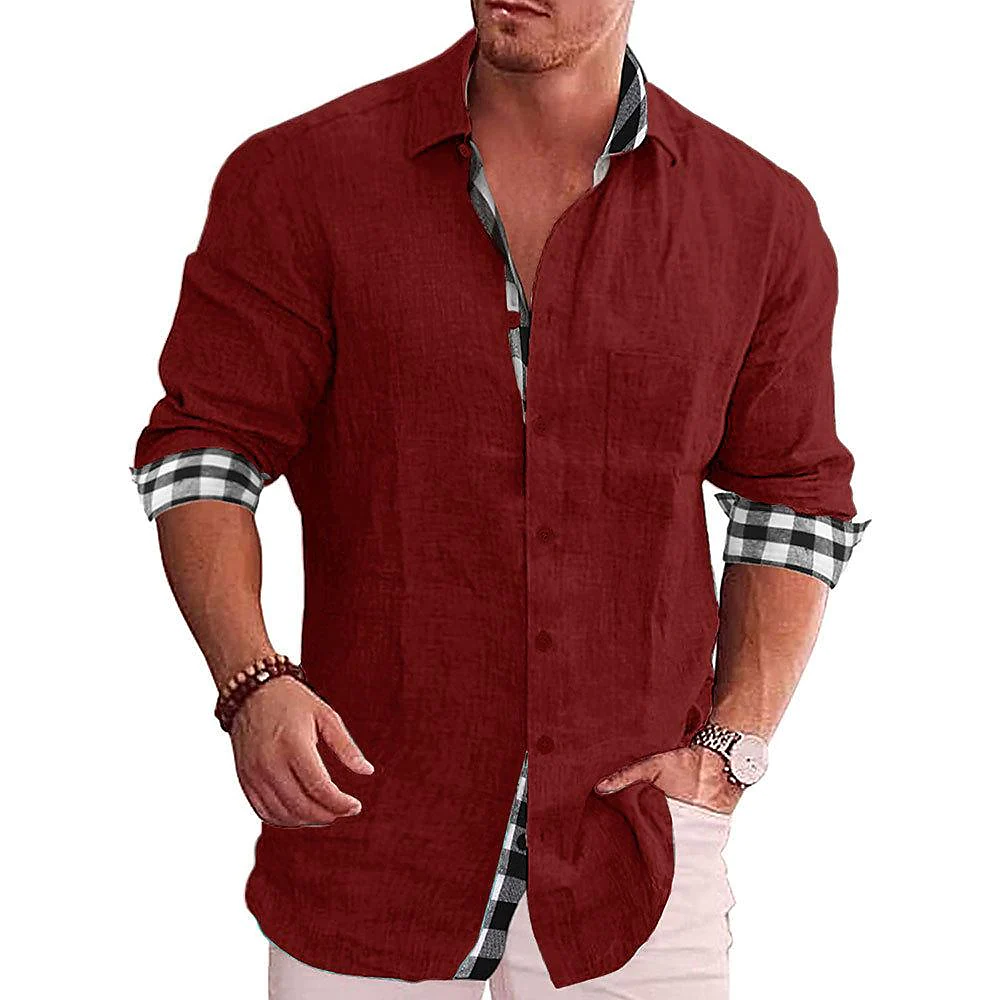 men's summer solid color short-sleeved shirt