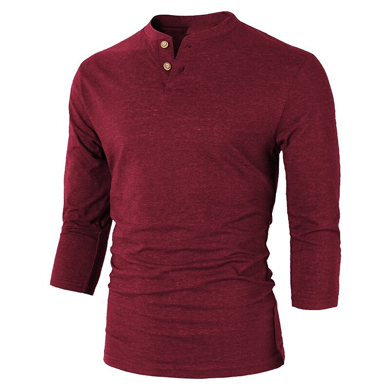 Men's Henley Shirt Tee Top Plain Henley Street Vacation Long Sleeve Clothing Apparel Fashion Designer Basic Top
