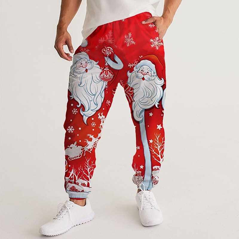 Men's Santa Claus Prints Drawstring Elastic Waist Sweatpants