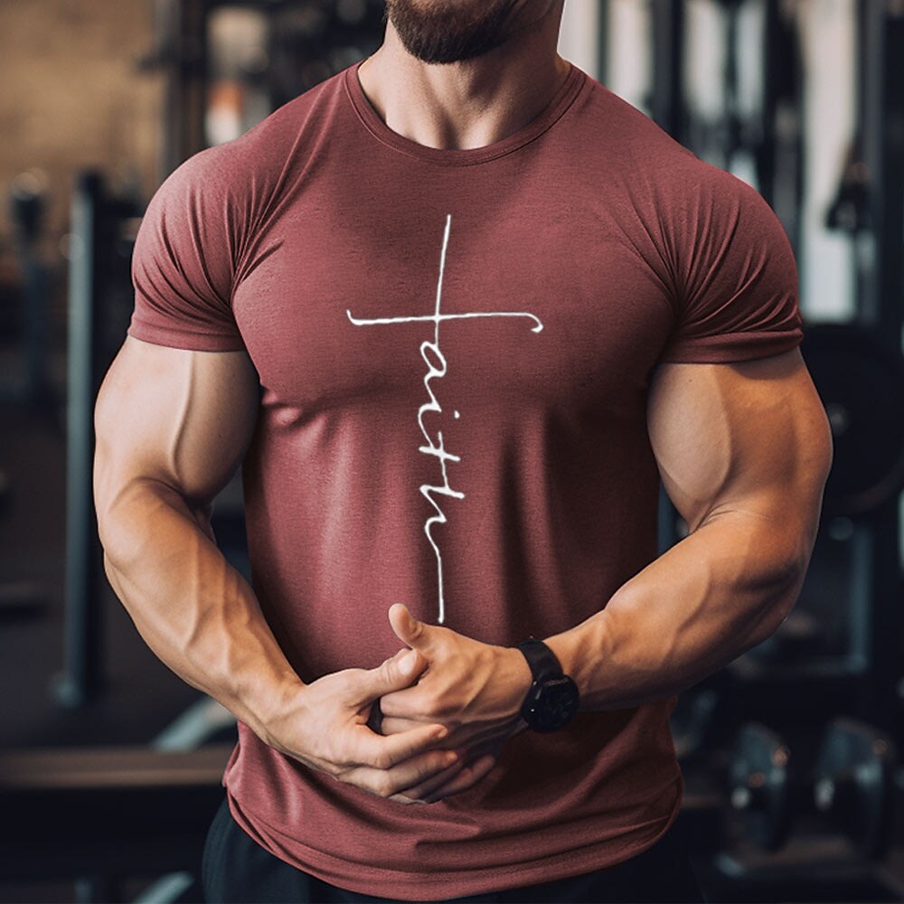 Men's Running Shirt Short Sleeve  Athletic Breathable Moisture Wicking Soft Fitness Gym Workout Running Sportswear