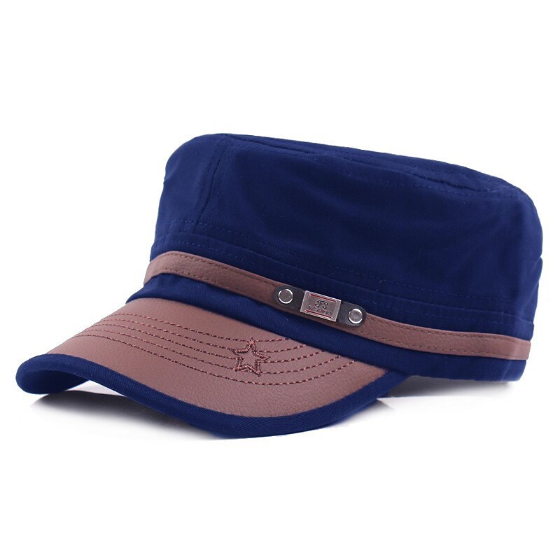 Men's Military Cap Cadet Hat Black Army Green Cotton Pure Color Daily