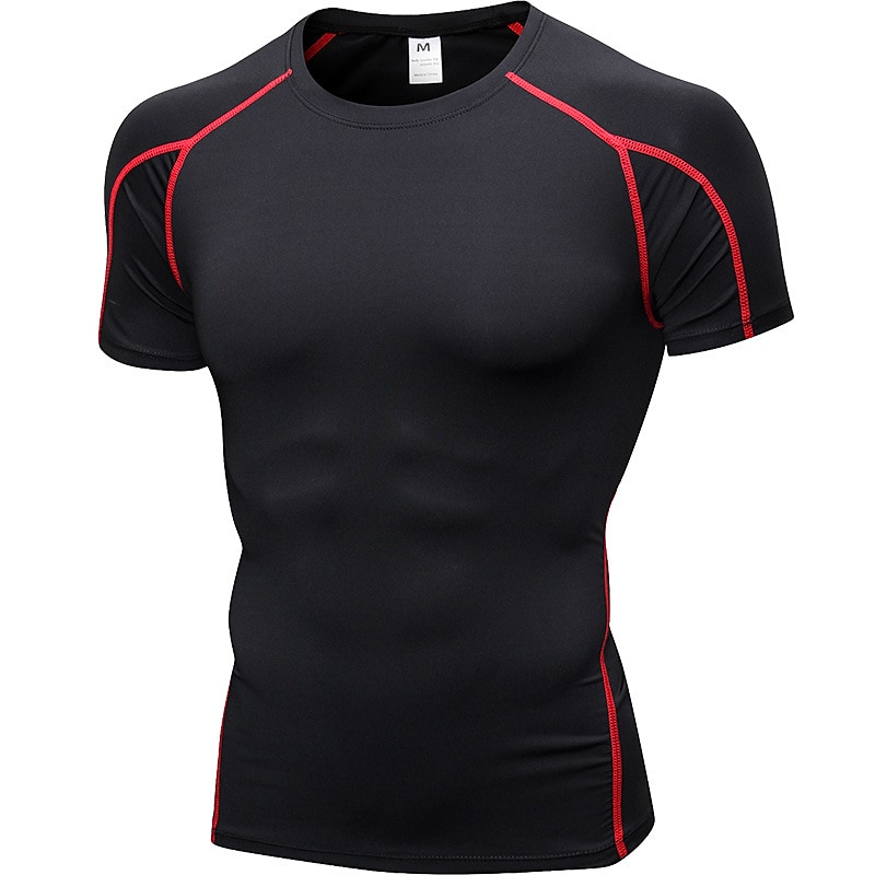 Men's Compression Running Short Sleeve T-shirt Breathable Quick Dry Lightweight Fitness Gym Workout Sportswear