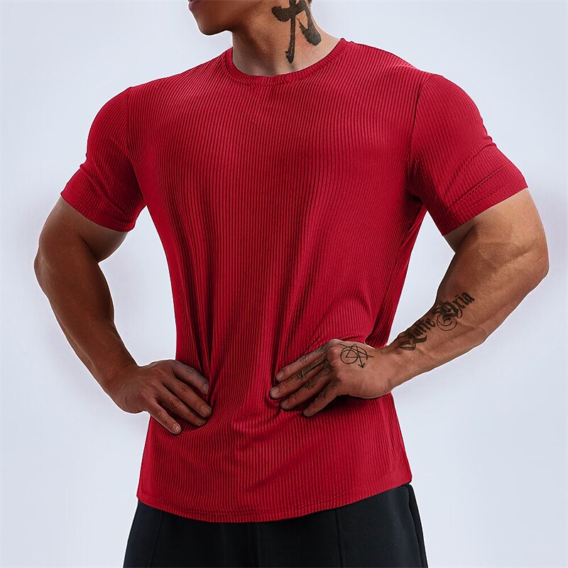 Men's Workout Shirt Running Shirt Short Sleeve Tee Tshirt Athletic Ath